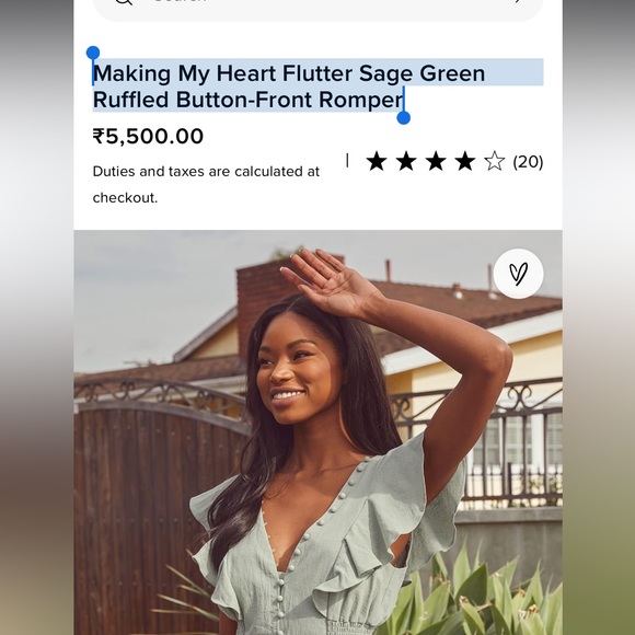 Sage Green Ruffled Button-Front Romper - Picture 7 of 15